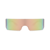 Futuristic Series Shield Sunglasses - Purple Frame Pink Mirrored Lenses