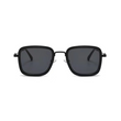 Fame Series Retro Square Sunglasses - Black Frame Grey Lens