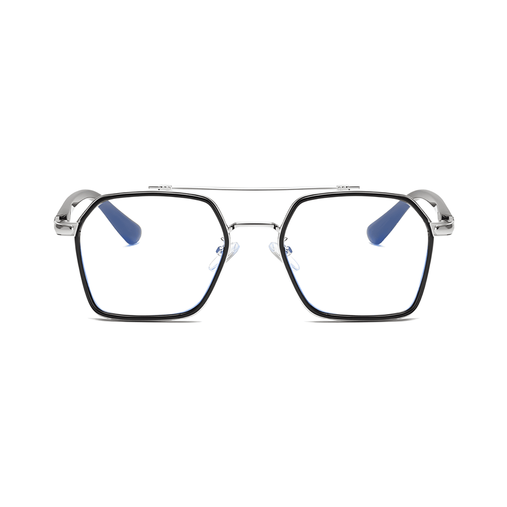 Etched Square Computer Glasses - Silver Black – 4Flaunt