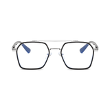 Etched Square Eyeglasses for Men & Women - Silver Black