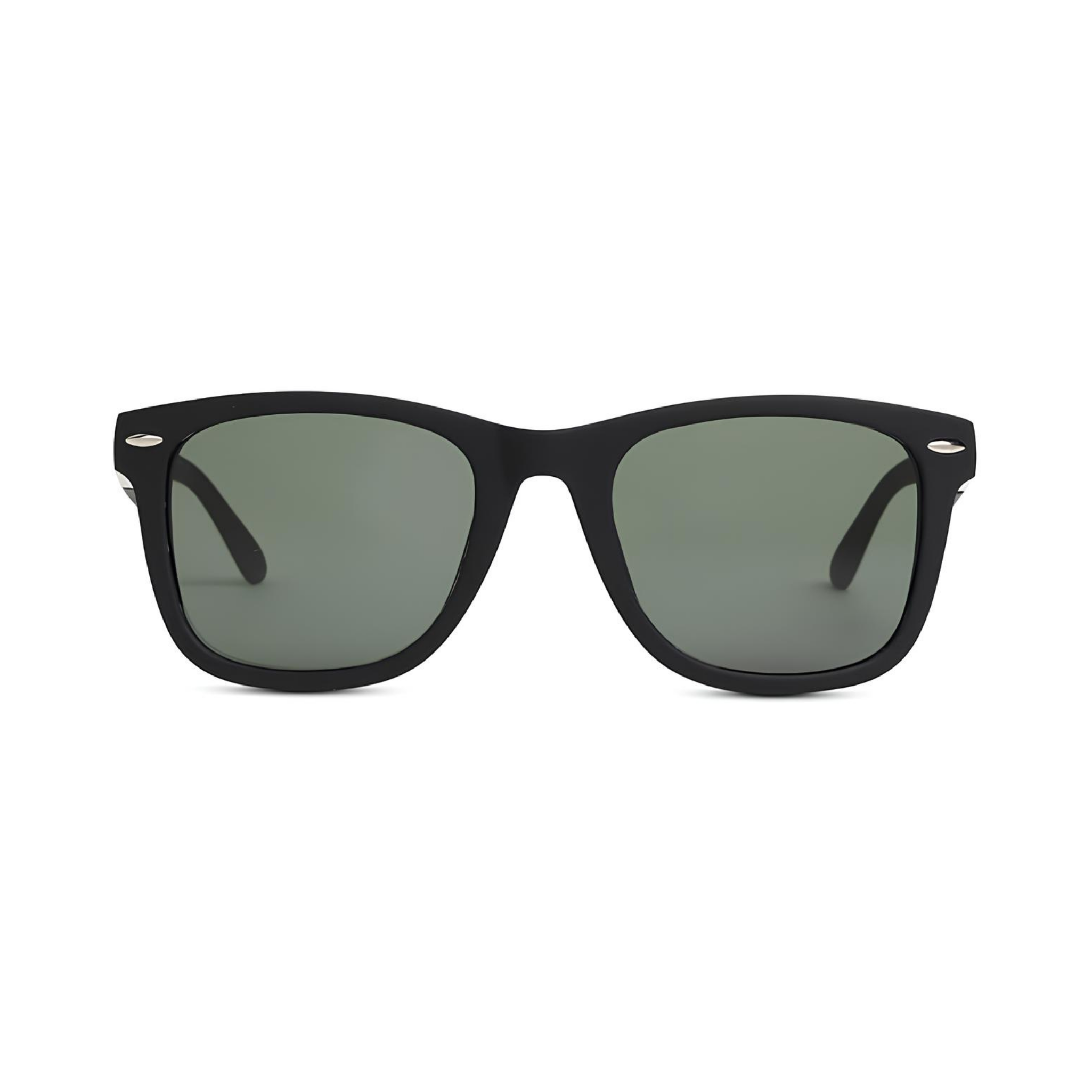 Klassic Series UV Protected Wayfarer Sunglasses - Matte Black Frame Green Lenses
