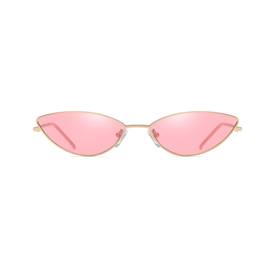 UV Protected Cute Cateye Sunglasses For Womens - Gold Frame Pink Lens