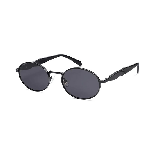 essntl Series Retro Oval Sunglasses For Men & Women - Midnight Black