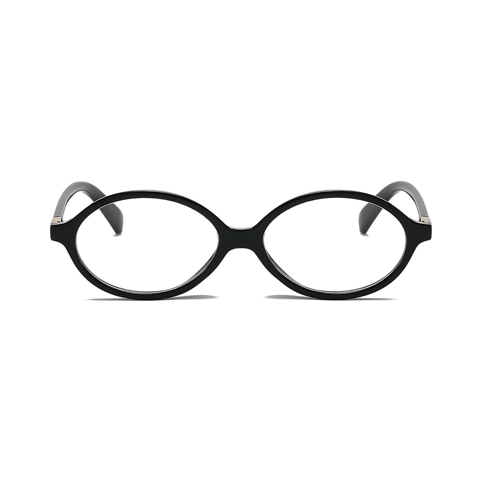 essntl series Retro Vintage 90s Oval Computer Glasses For Men & Women - Black Clear