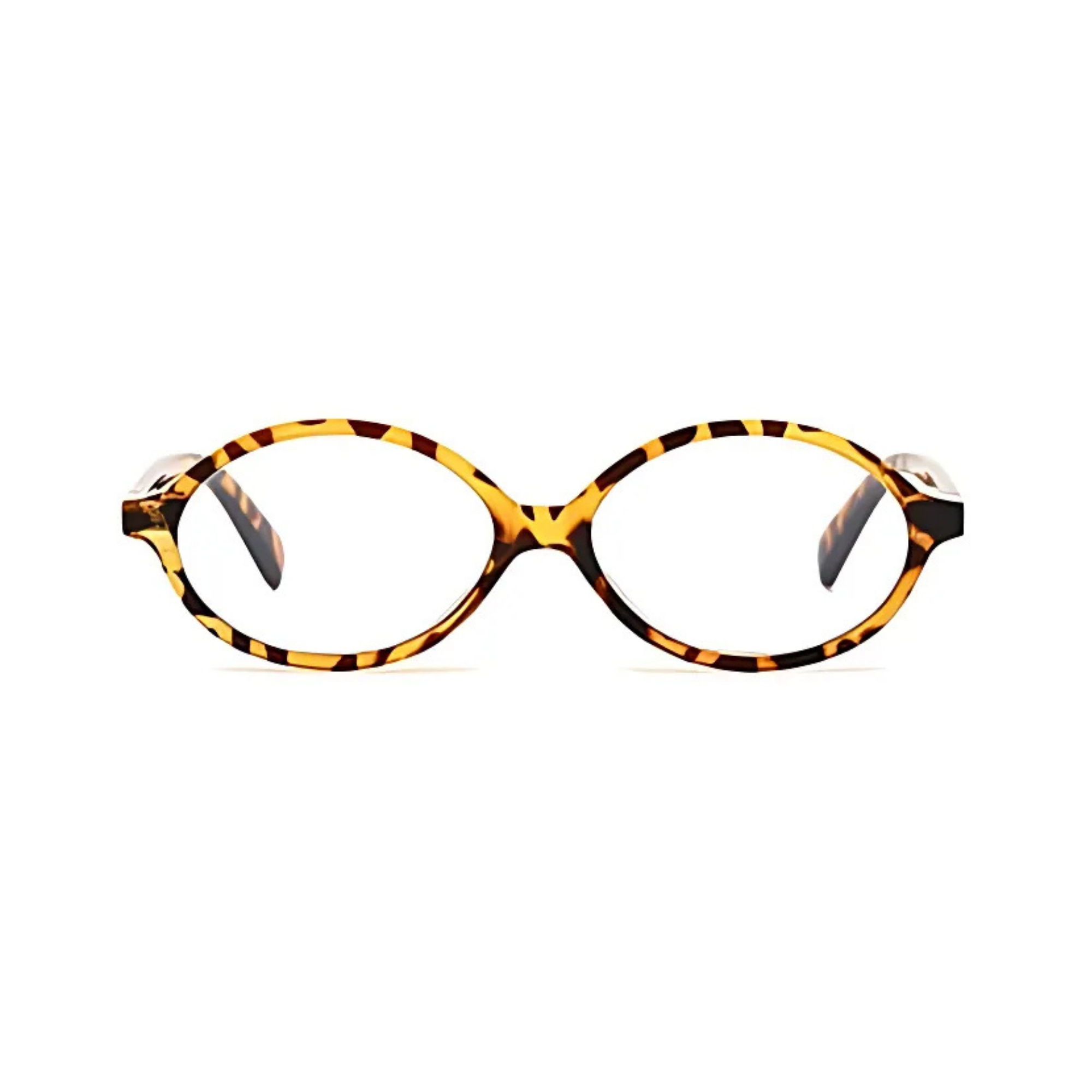 essntl series Retro Vintage 90s Oval Computer Glasses For Men & Women - Leopard Clear