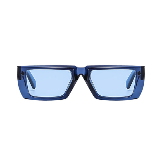 Futuristic Series Street Wear Y2K Rectangle Sunglasses - Cobalt Blue