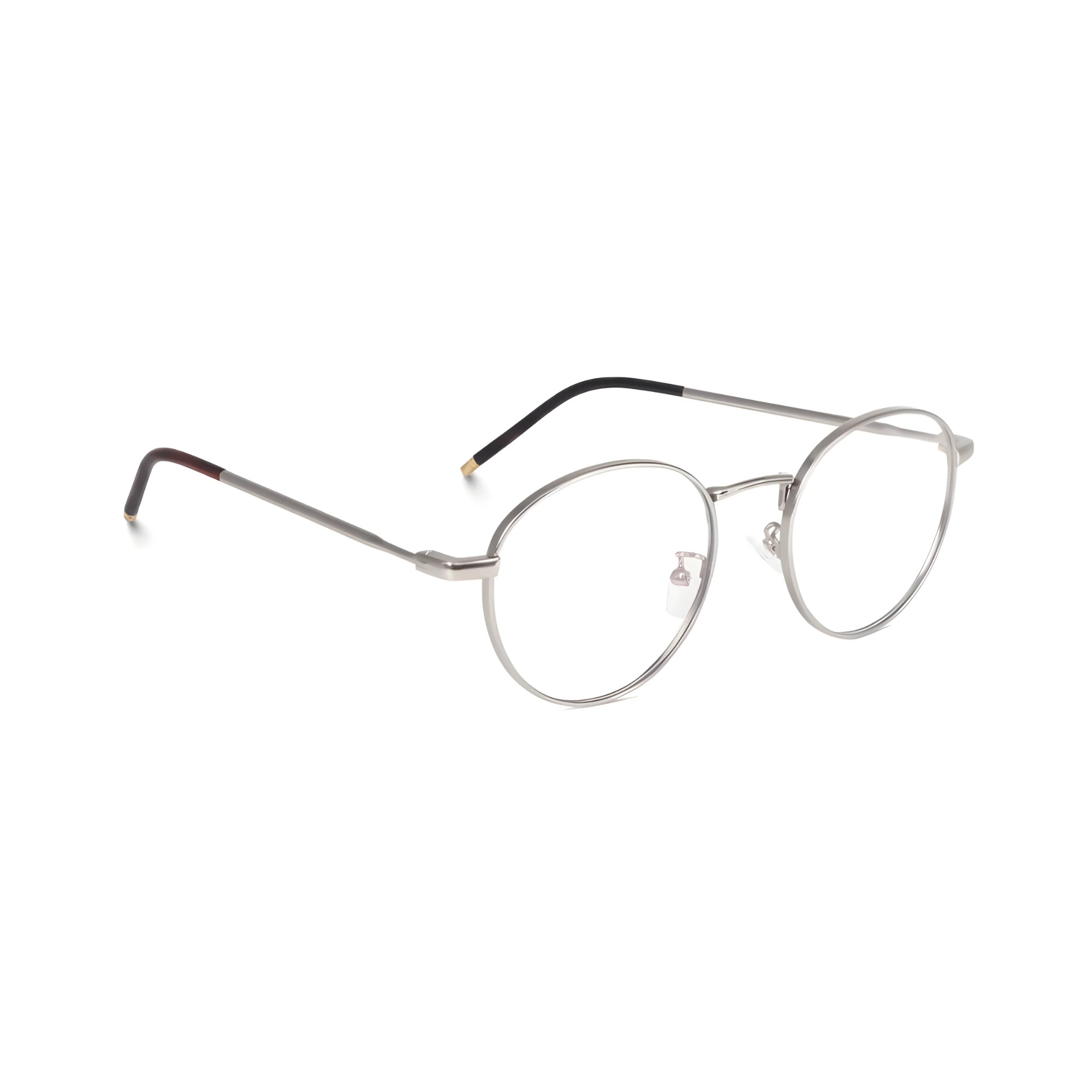 essntl series Vintage Round Computer Glasses For Men & Women Silver Frame Clear Lenses