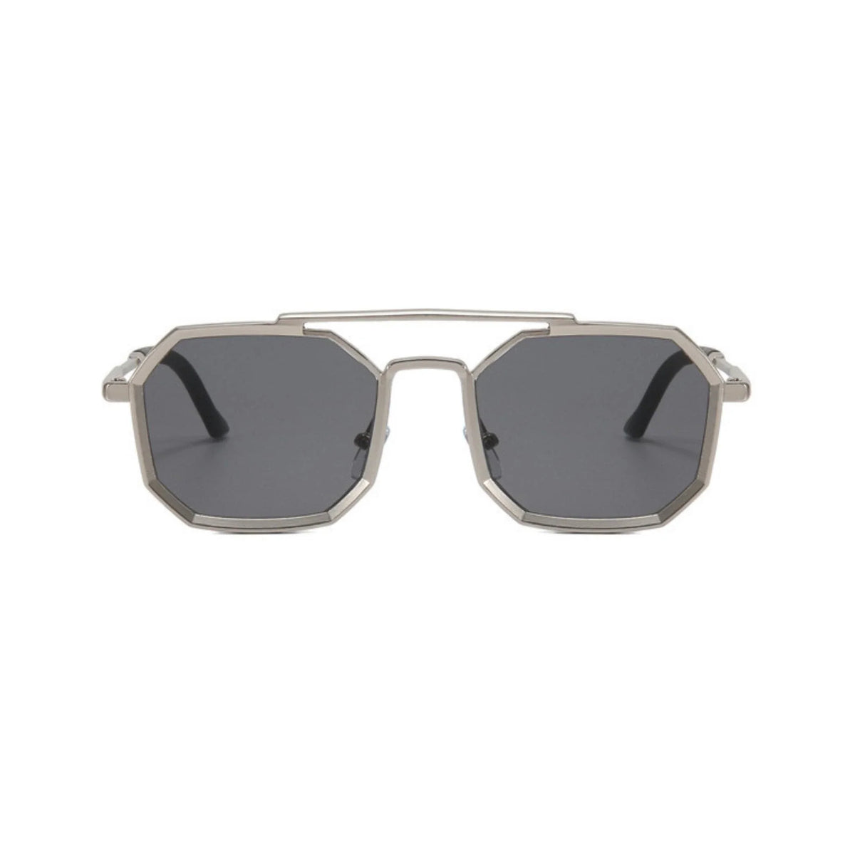 4Flaunt OCTO Series Metal Frame Octagon Sunglasses Unisex - Silver