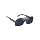 HautRim Series Half Rim Rectangular Sunglasses - Black