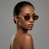 Aurelia Oval Unisex Sunglasses - Golden Tea