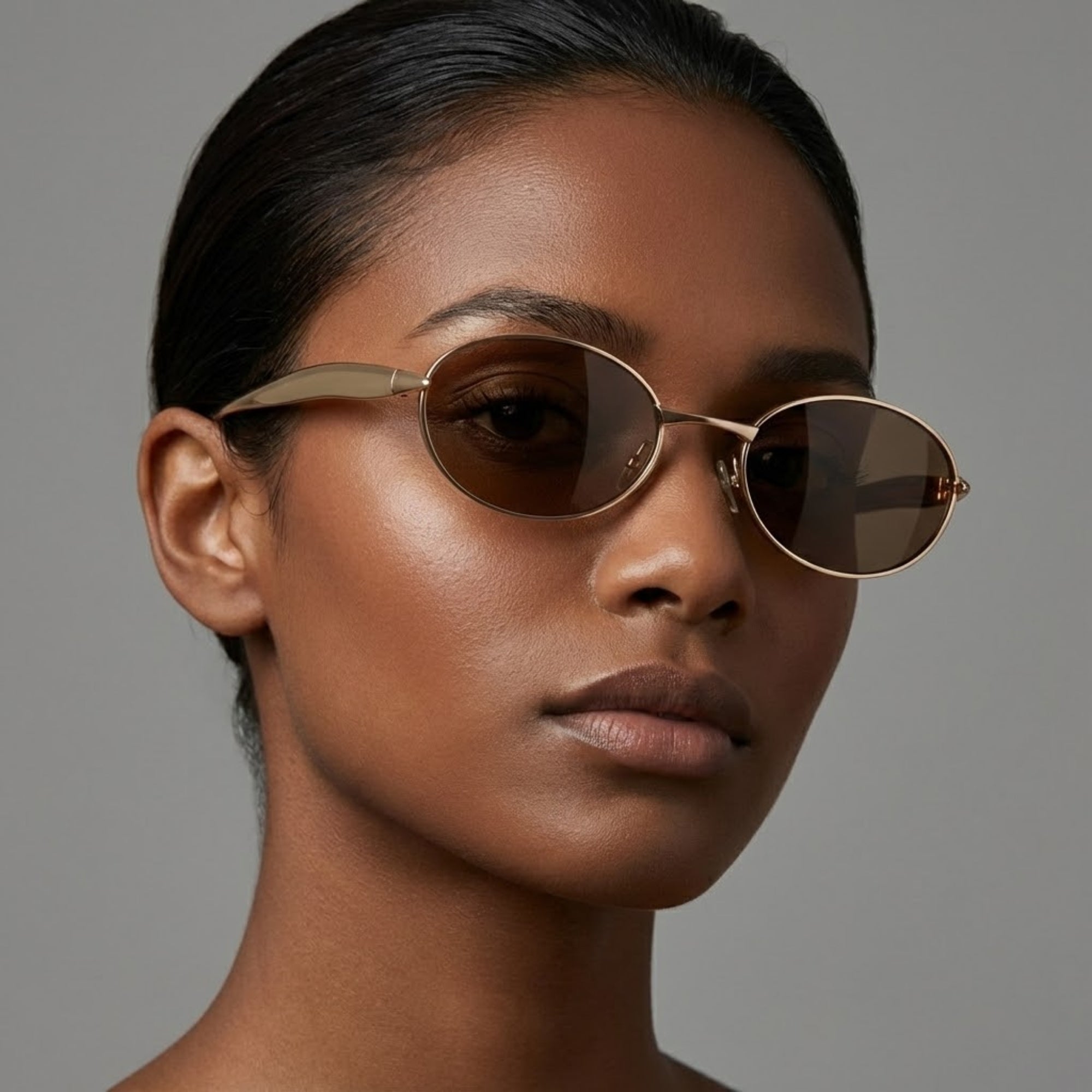 Aurelia Oval Unisex Sunglasses - Golden Tea