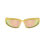 Futuristic Series Y2K Wraparound Sunglasses - Gold Frame Pink Mirrored
