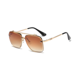 Bold Series Metal Frame Square Sunglasses - Gold Frame Brown Lens