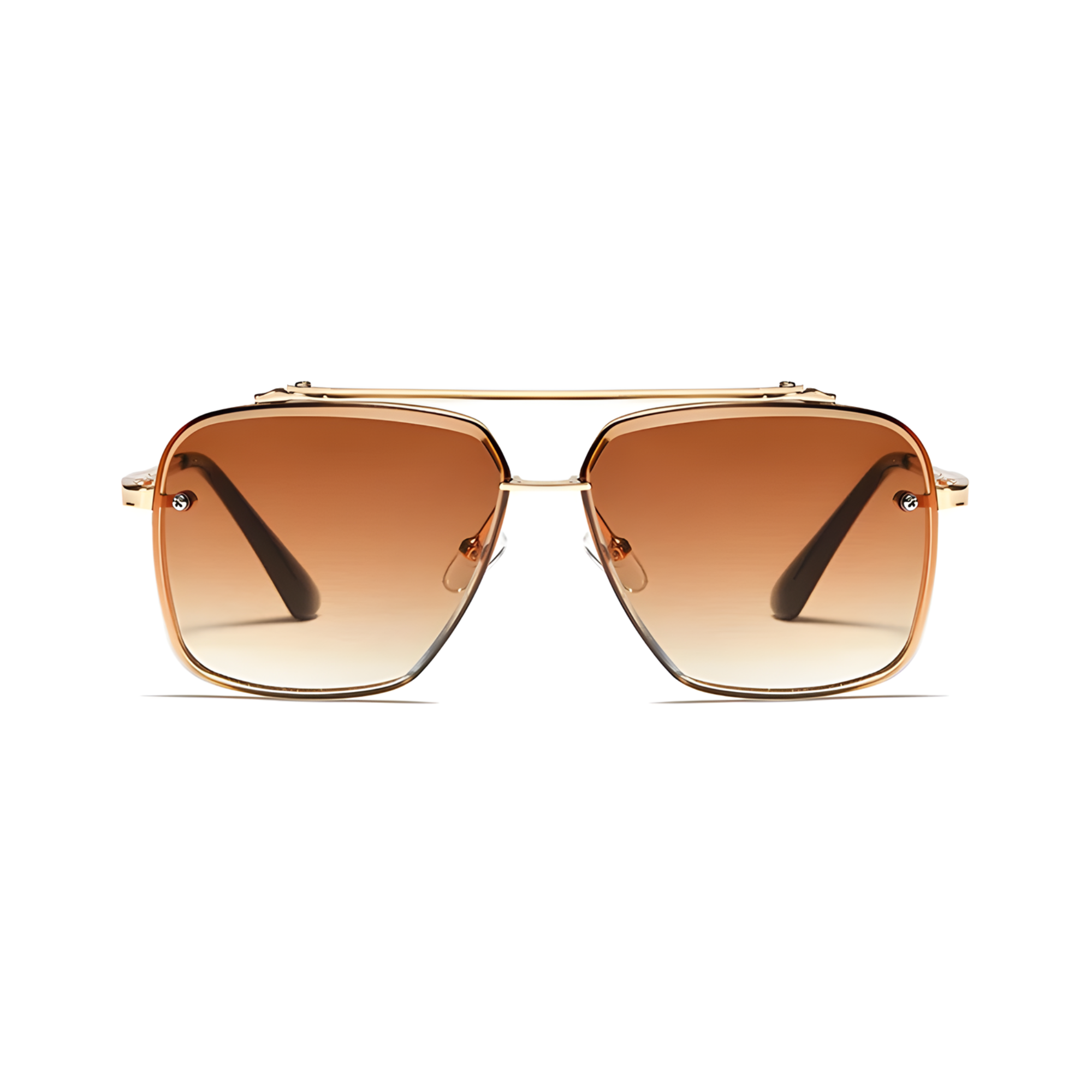 Bold Series Metal Frame Square Sunglasses - Gold Frame Brown Lens