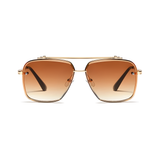 Bold Series Metal Frame Square Sunglasses - Gold Frame Brown Lens