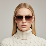 Bold Series Metal Frame Square Sunglasses - Gold Frame Brown Lens