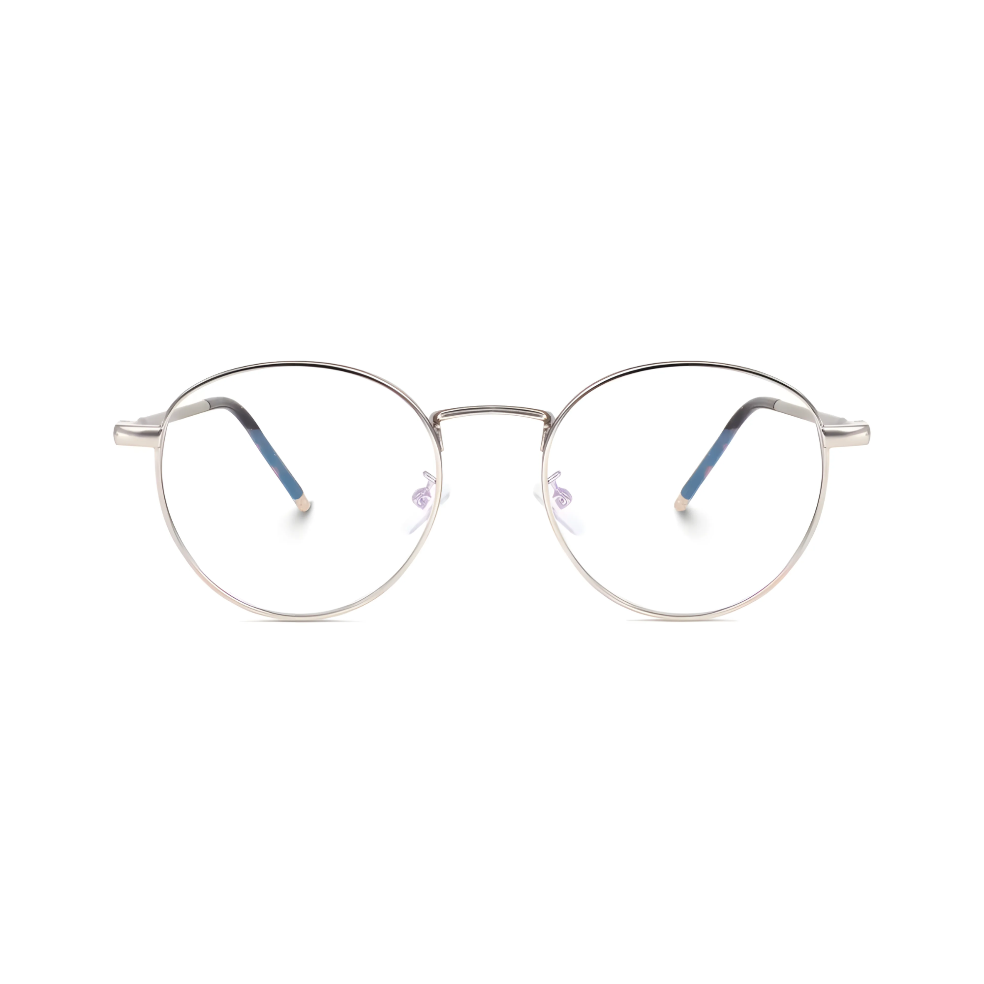 essntl series Vintage Round Computer Glasses For Men & Women Silver Frame Clear Lenses