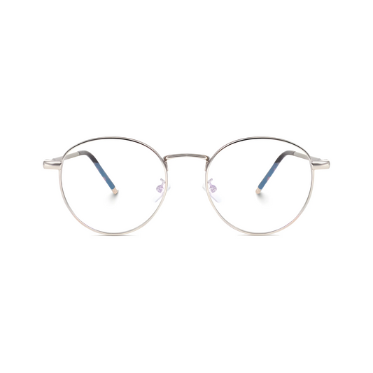 essntl series Vintage Round Computer Glasses For Men & Women Silver Frame Clear Lenses