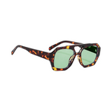 Rebel Retro Vintage 70s Hexagonal Aviator Double Bridge Sunglasses - Tortoise Frame Green Lenses