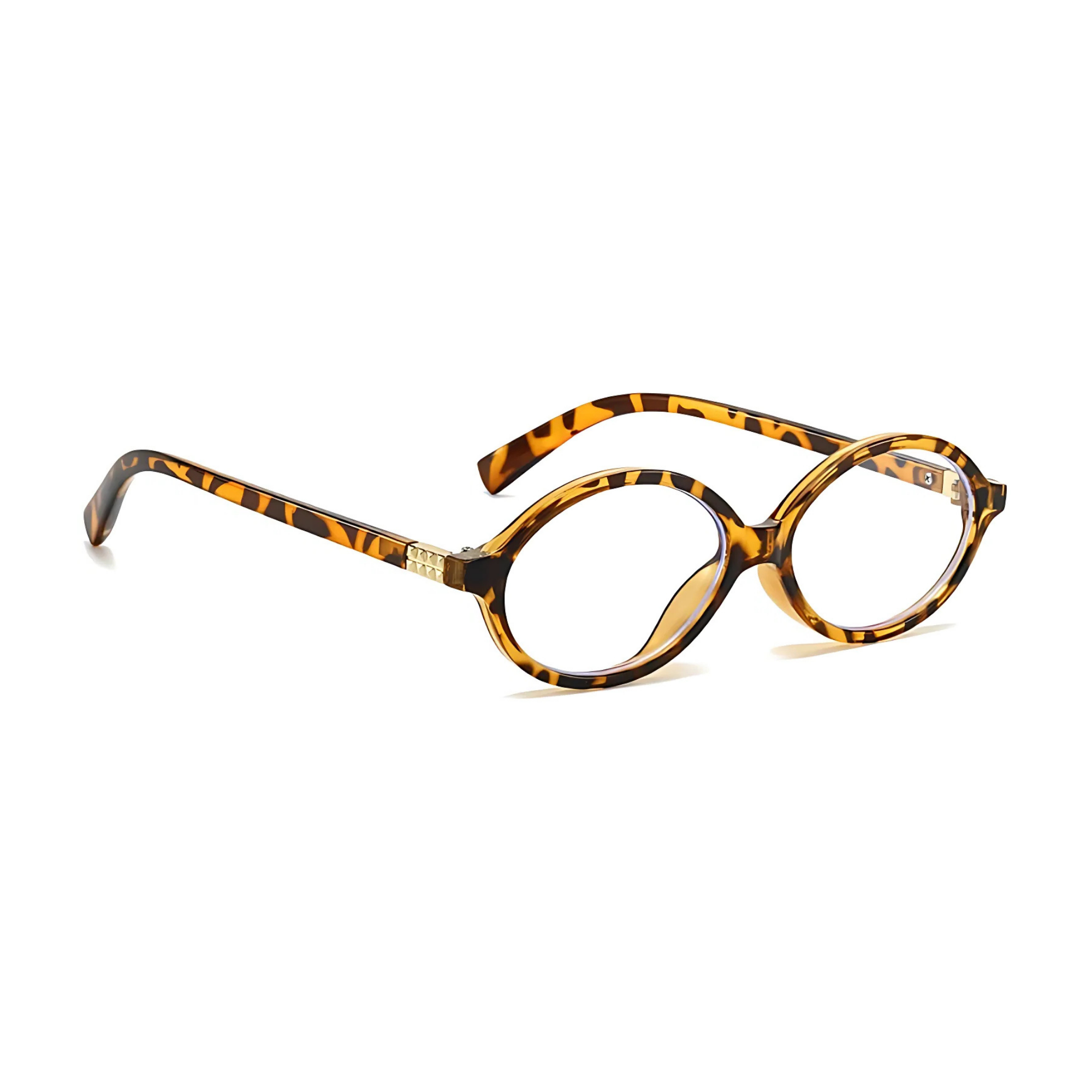 essntl series Retro Vintage 90s Oval Computer Glasses For Men & Women - Leopard Clear