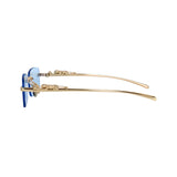 HautRim Series Rimless Rectangle Unisex Sunglasses - Gold Frame Blue Lenses