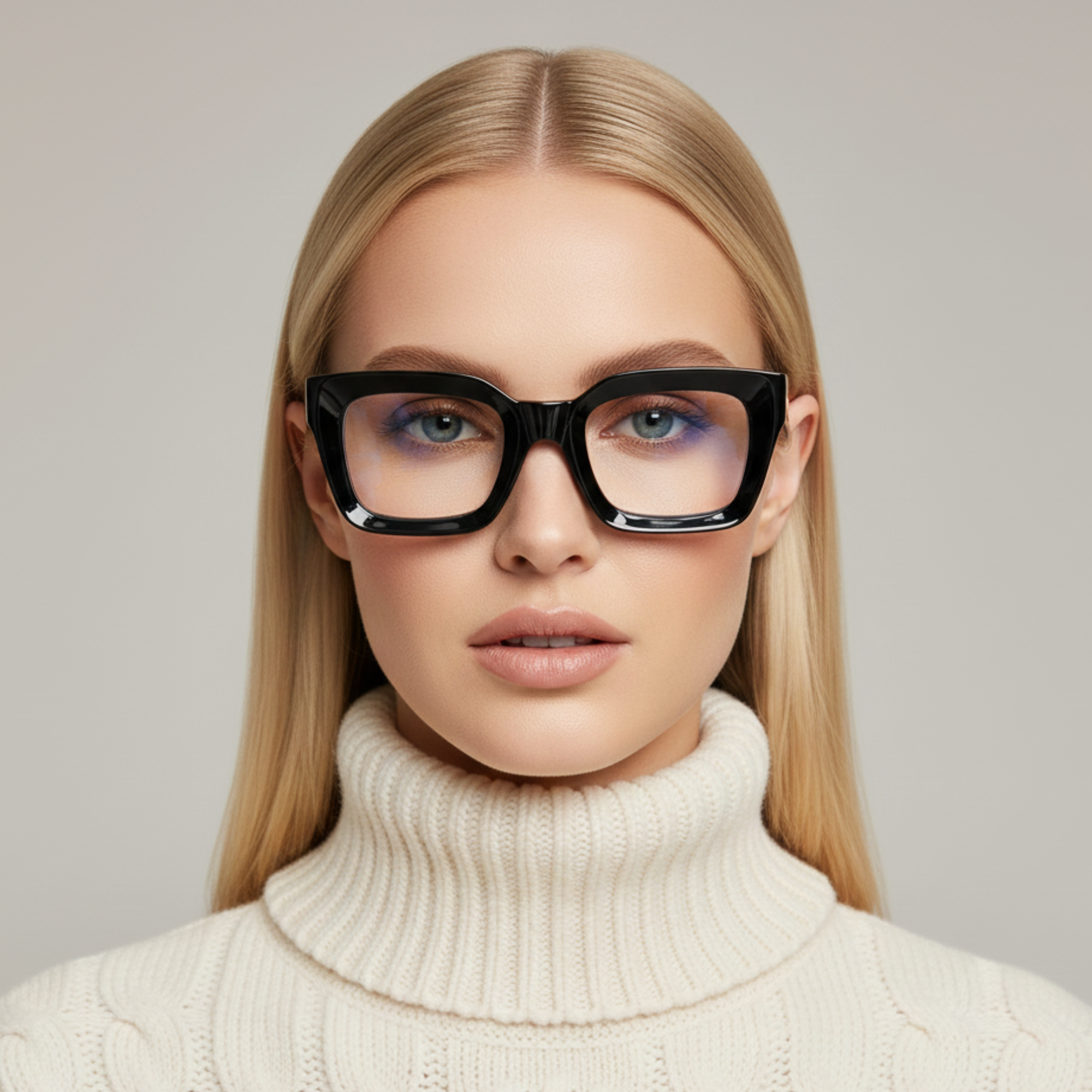 Dotted Series 3 Dots Square Blue Light Blocking Eyeglasses - Black