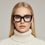 Dotted Series 3 Dots Square Blue Light Blocking Eyeglasses - Black