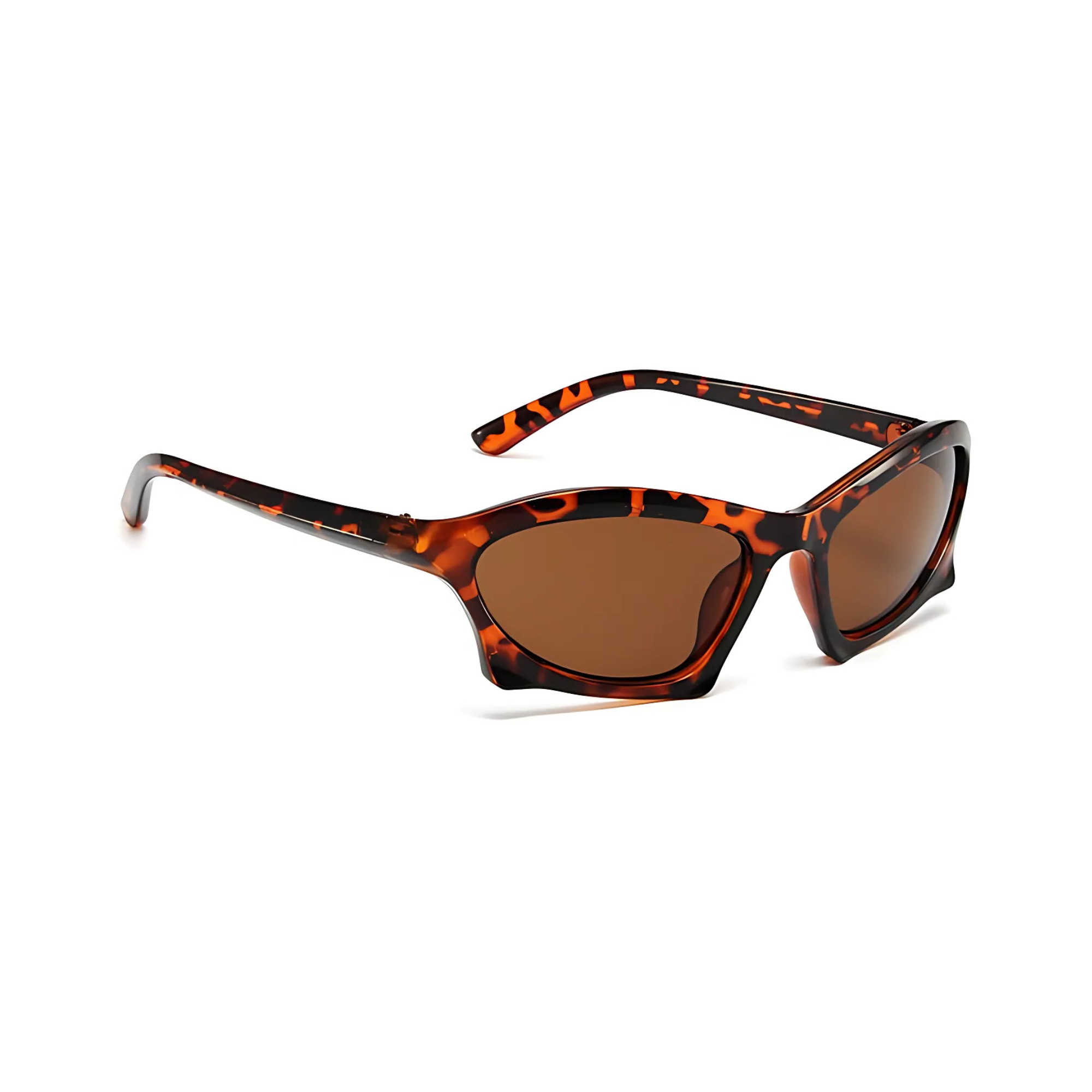 Futuristic Series Bat Y2K Sunglasses - Leopard Print Frame & Brown Lenses
