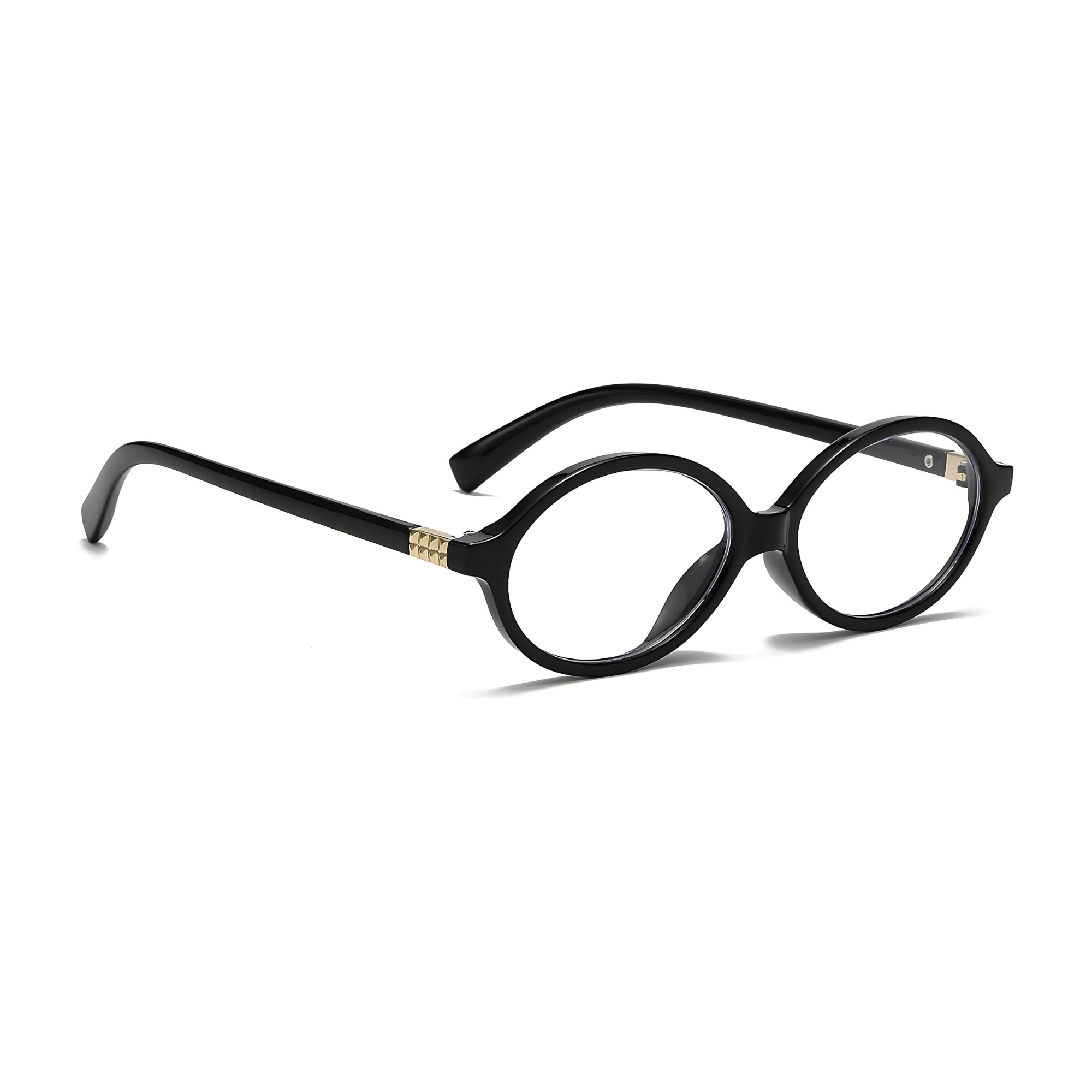 essntl series Retro Vintage 90s Oval Computer Glasses For Men & Women - Black Clear