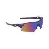 Futuristic Series Half Rim Sports Sunglasses - Blue Frame Multicolored Lenses