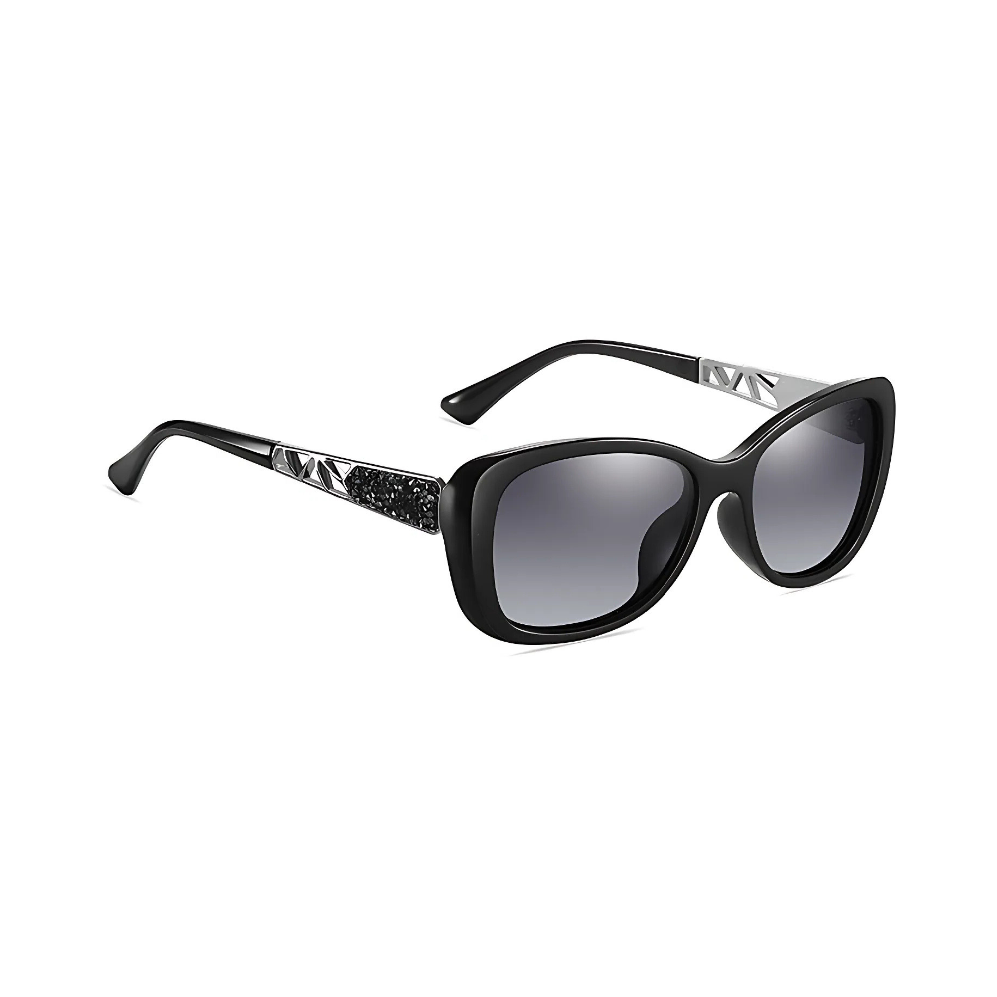 essntl series Butterfly Sparkling Crystal Sunglasses For Women - Ultra Black