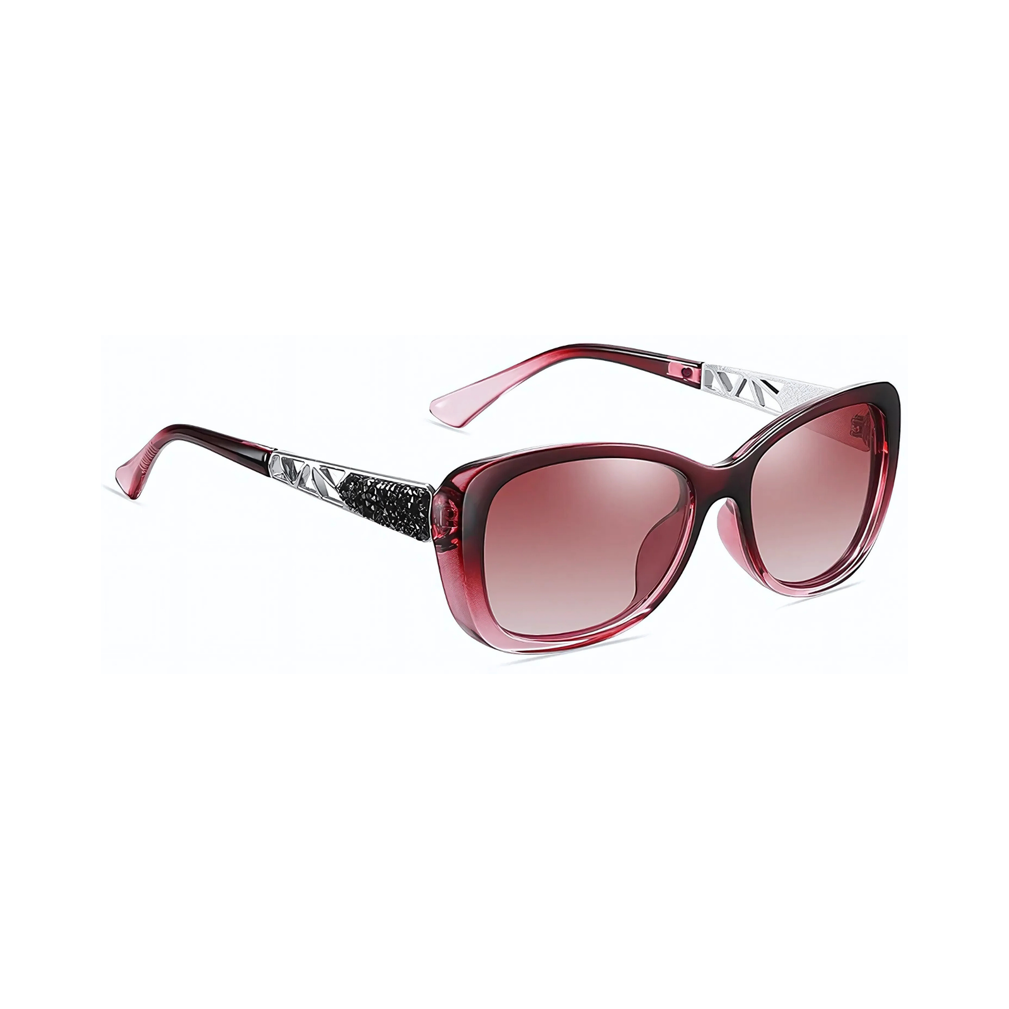 essntl series Butterfly Sparkling Crystal Sunglasses For Women - Blood Red