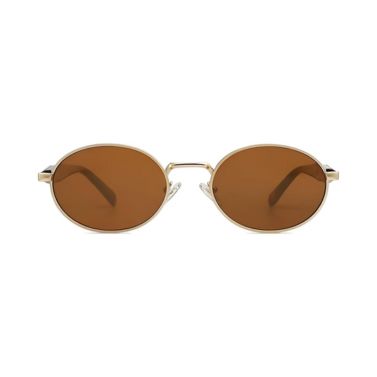 essntl Series Retro Oval Sunglasses For Men & Women - Emerald Brown