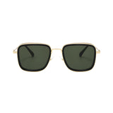 Fame Series Retro Square Sunglasses - Gold Frame Green Lens