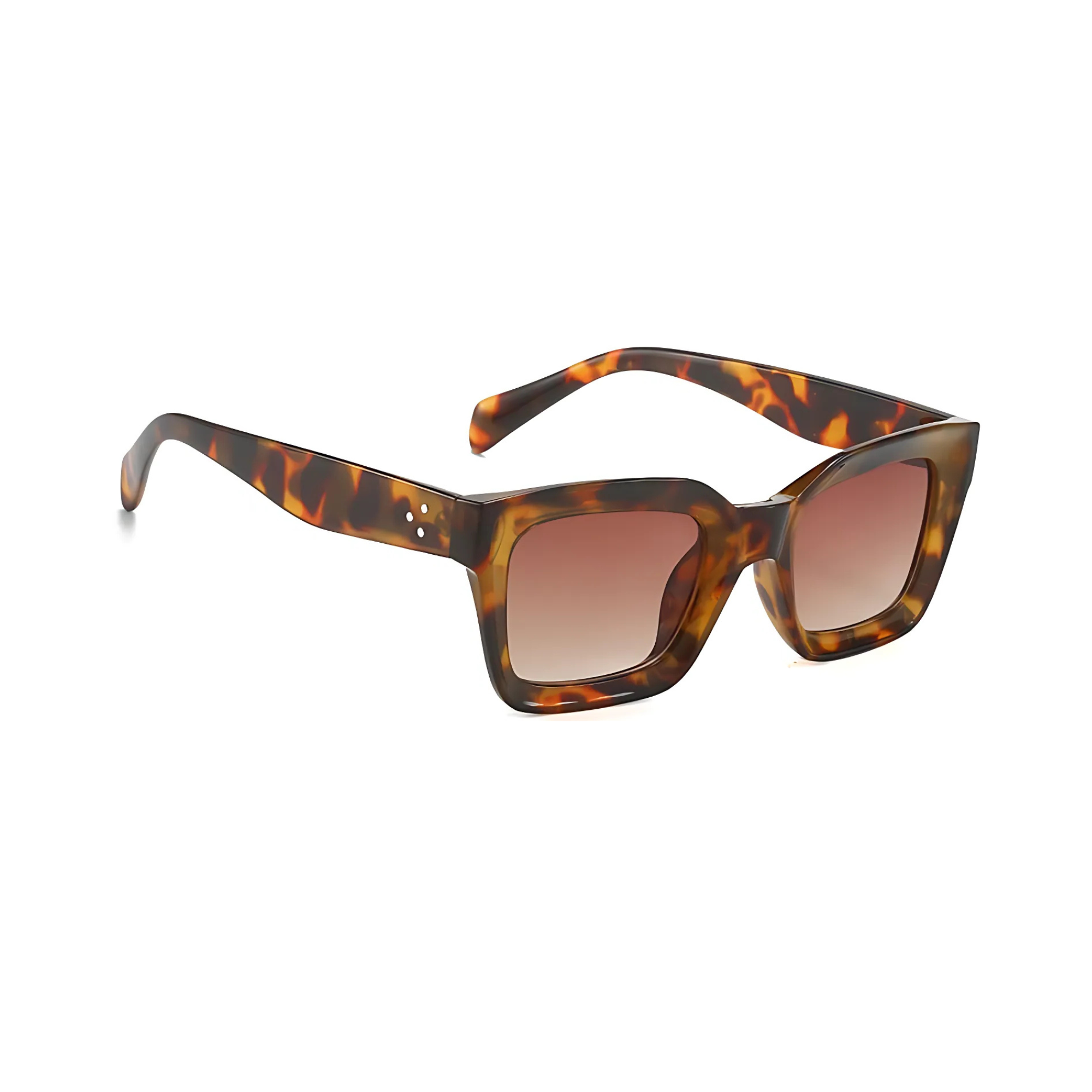 Dotted Series 3 Dots Square Sunglasses - Demi Brown