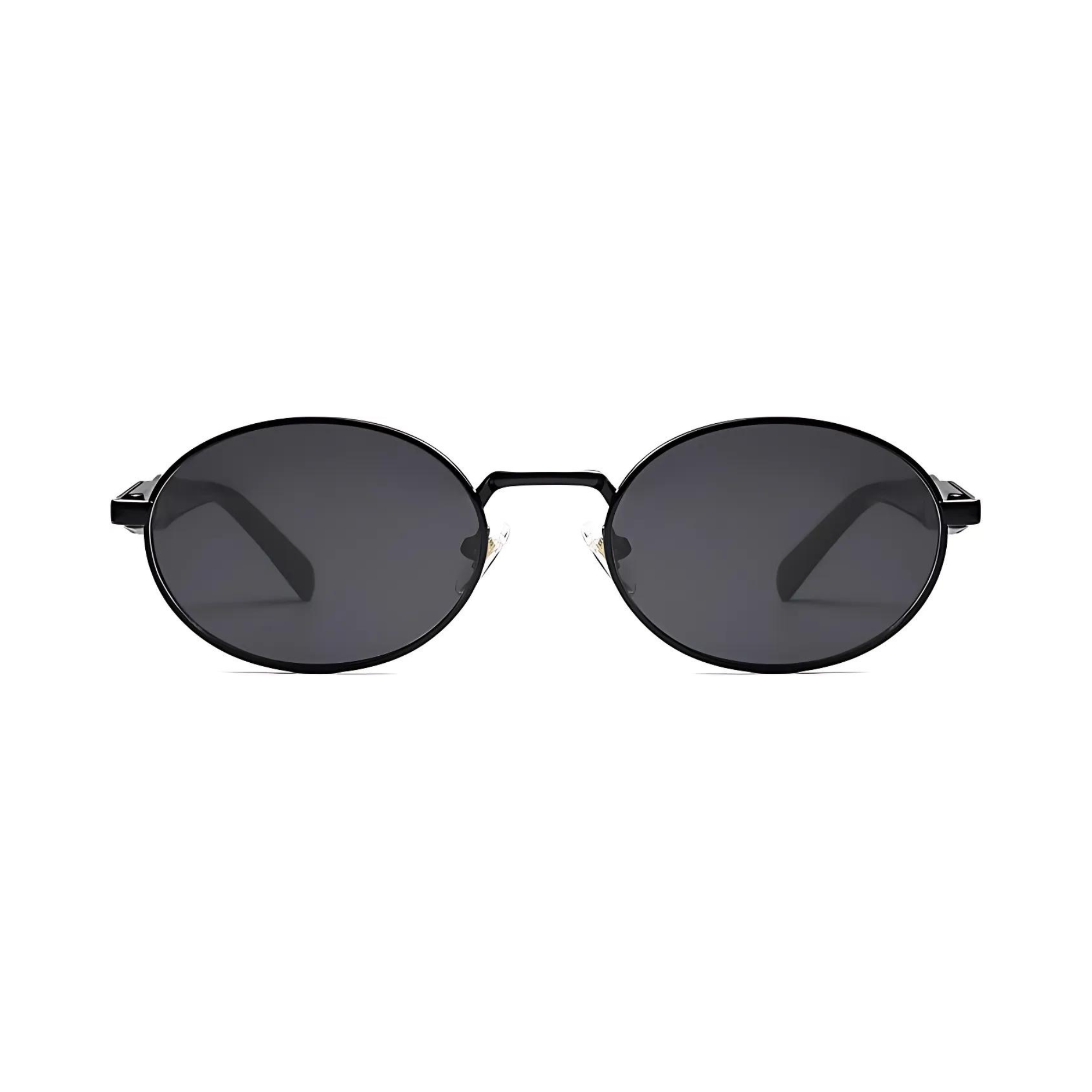 essntl Series Retro Oval Sunglasses For Men & Women - Midnight Black