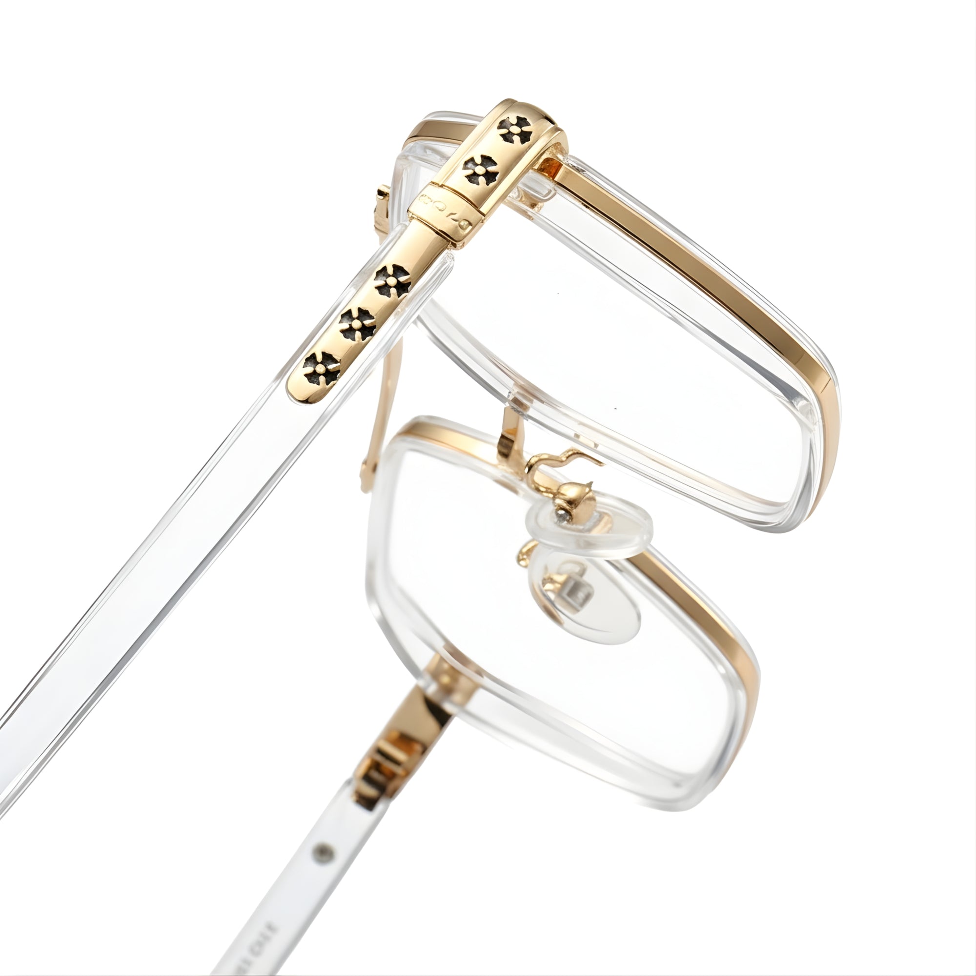 Etched Square Computer Glasses - Golden Crystal