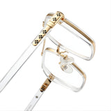 Etched Square Computer Glasses - Golden Crystal