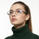 essntl Series Retro Oval Computer Glasses For Men & Women - Silver