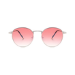 essntl series Vintage Round Sunglasses For Men & Women Silver Frame Gradient Pink Lenses