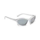 Futuristic Series Bat Y2K Sunglasses - Silver Frame & Silver Mirrored Lenses