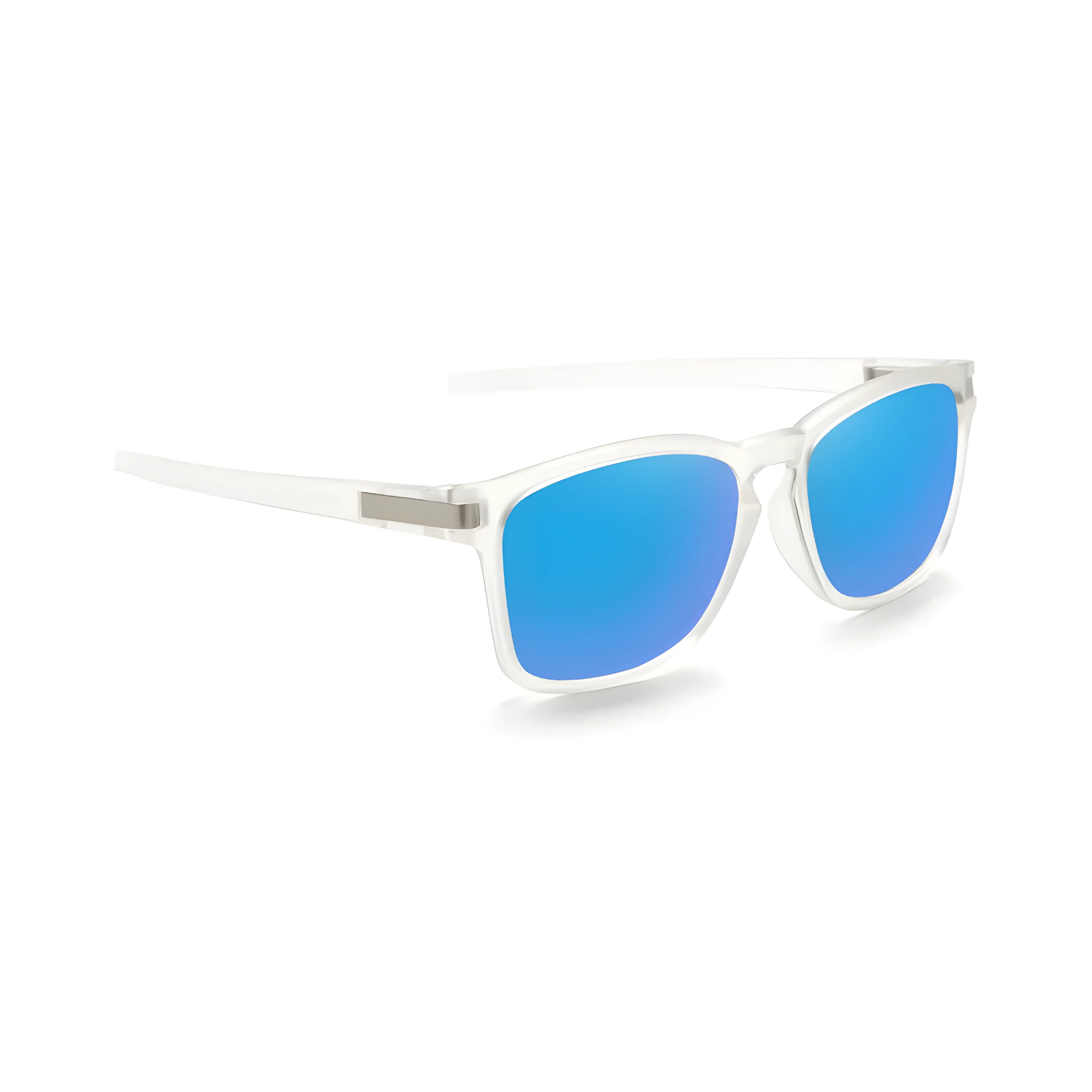 Klassic Series Polarized Sports Rectangular Sunglasses For Men & Women - (Crystal Frame Blue Mirrored Lenses)