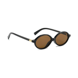 essntl series Retro Vintage 90s Oval Sunglasses For Men & Women - Black Brown