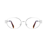 essntl Series Retro Oval Blue Light Blocking Computer Glasses - Unisex - Platinum Silver