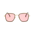 Fame Series Retro Square Sunglasses - Gold Frame Pink Lens