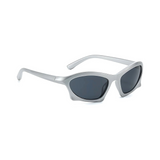 Futuristic Series Bat Y2K Sunglasses - Silver Frame & Grey Lenses