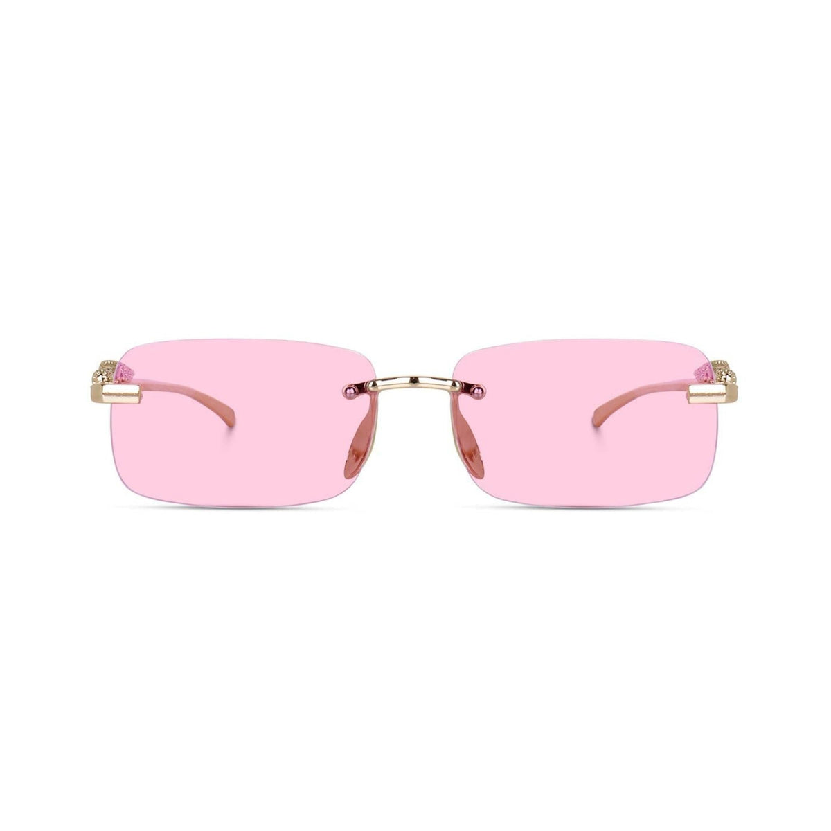 4Flaunt HautRim Series Rimless Rectangle Unisex Sunglasses - Pink