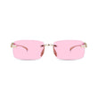 HautRim Series Rimless Rectangle Unisex Sunglasses - Gold Frame Pink Lenses