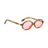 essntl series Retro Vintage 90s Oval Sunglasses For Men & Women - Leopard Rose