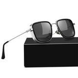 Fame Series Retro Square Sunglasses - Silver Frame Grey Lens